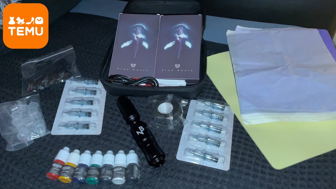 UNBOXING A £70 TATTOO MACHINE KIT OFF TEMU! | TATTOO PEN, CARTRIDGES, INKS ETC!