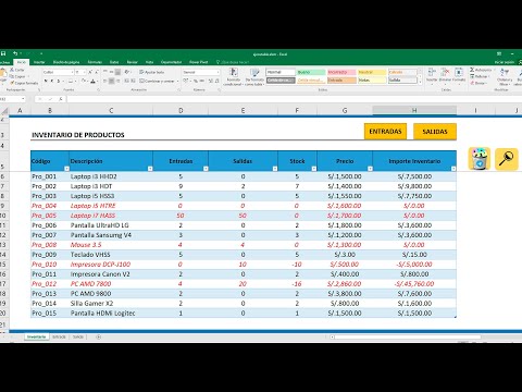 , title : 'Control de Almacén, inventario de entradas, salidas y stock en Excel'