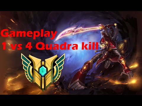 1v4 Quadra kill! Master Yi gameplay - League of Legends