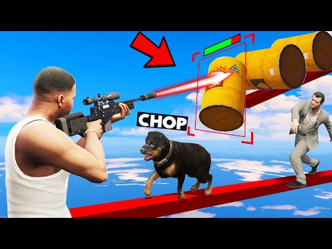 GTA 5 CHOP DESTORYED BARRELS TO WIN IN SNIPERS VS RUNNERS