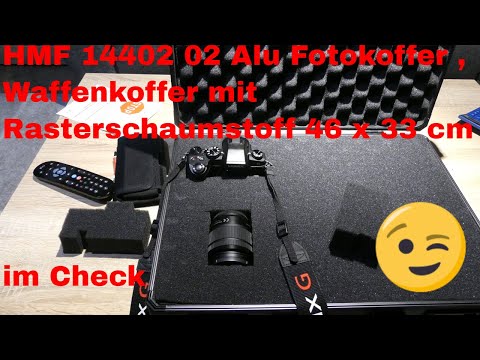 HMF 14402 02 Alu Fotokoffer , Waffenkoffer mit Rasterschaumstoff 46 x 33 cm im Check