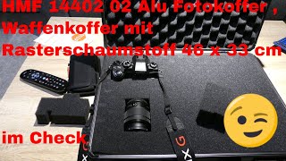 HMF 14402 02 Alu Fotokoffer , Waffenkoffer mit Rasterschaumstoff 46 x 33 cm im Check