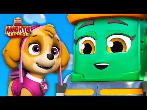 Save The Day With Sky and Faye! 🍿 PAW Patrol + Mighty Express Mashup! 🍿- Mighty Express Official