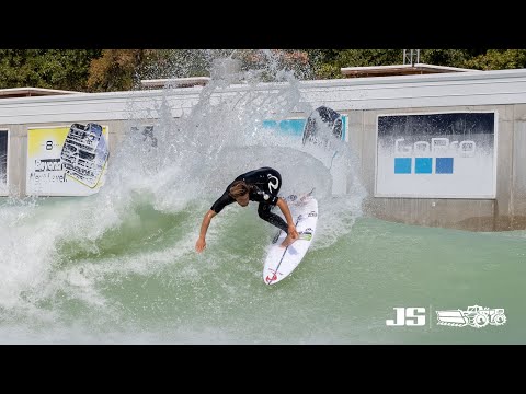 Conner Coffin testing his JS quiver at the Waco Wave Pool.