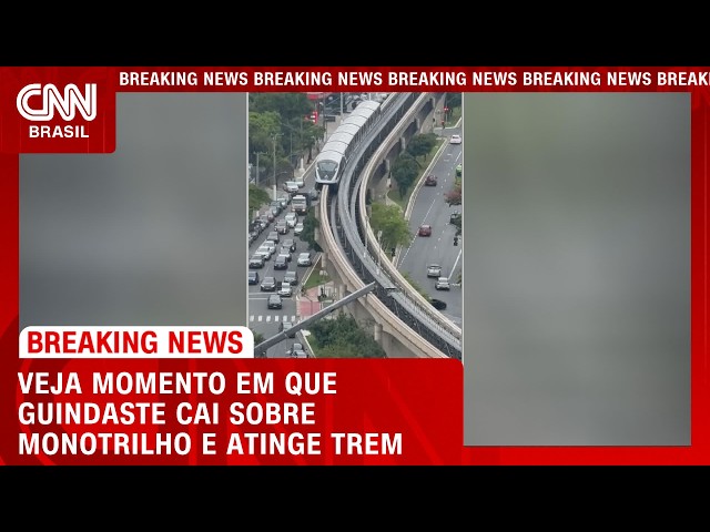 Guindaste cai sobre monotrilho e atinge trem em São Paulo | CNN AGORA