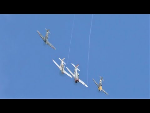 "Ultimate Fighters" P-47, P-51, Spitfire & Buchon formation aerobatics