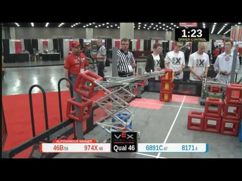 2015 VRC Tech Q46 - 46B 974X vs 6891C 8171 - 69 to 13 - VEX Worlds 2015 - Technology Division