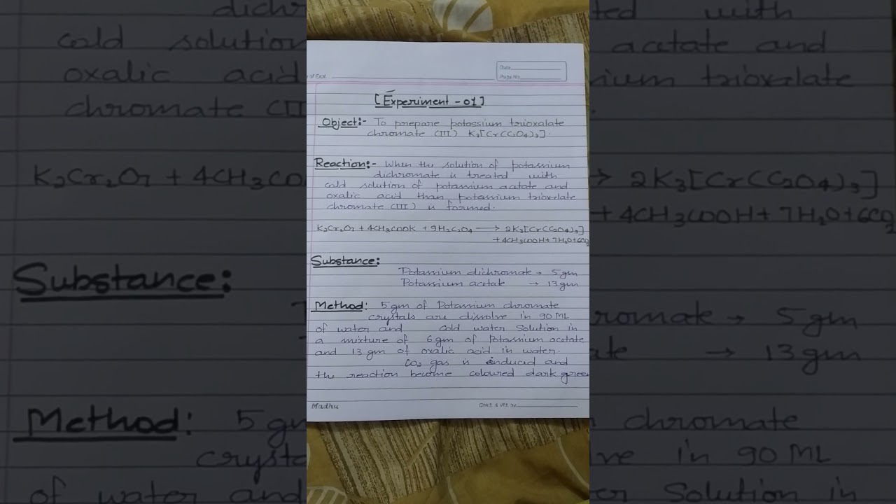 practical file M.Sc.1st semester inorganic chemistry experiment no. 1 #shorts