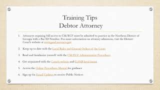 Debtor Attorney Training Module