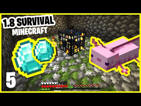 🐢 Minecraft: Episode 5 - DIAMONDS, SPAWNERS AND AXOLOTLS (Minecraft 1.18 Let's Play)