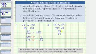 Convert Ratios to Percents and Simplfied Fractions (35 to 100 and 48 to 50)