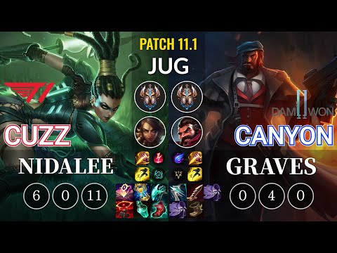 T1 Cuzz Nidalee vs DWG Canyon Graves Jungle - KR Patch 11.1