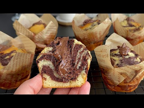 Doux et Moelleux ! Muffins Marbrés et Fourrés au Chocolat ! Ils Disparaissent en un Instant👌!
