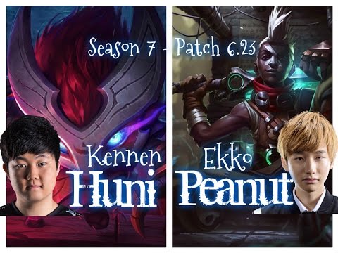 Huni KENNEN vs Peanut EKKO Top - Patch 6.23 KR Ranked
