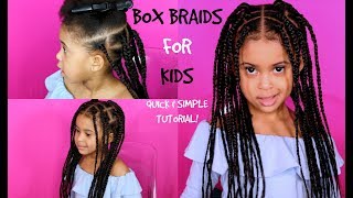 EASY BOX BRAIDS FOR KIDS! Rubber band Method| Jessica Pettway