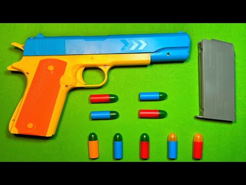 Realistic Toy Gun Size 1:1 Scale .45 ACP COLT - Smith Wesson - Rubber Bullet Toy Pistol Unboxing