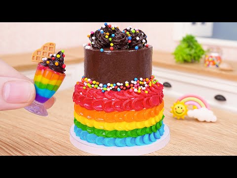 Moist Chocolate Cake 🍫 Satisfying Miniature 2 Tier Sprinkles Rainbow Chocolate Cake | Mini Bakery