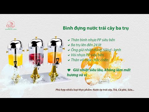 Bình đựng nước trái cây 3 trụ chân Inox (trắng, vàng) dung tích 24 lít