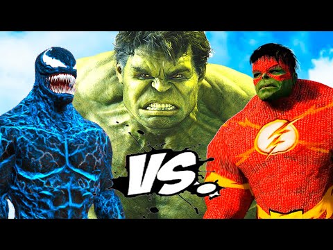 Incredible Hulk vs Blue Venom vs  Flash - Hulk - What if battle Superhero vs Monster Venom Symbiote?