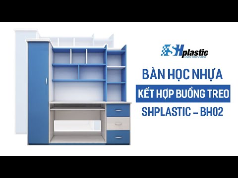 Bàn học nhựa kết hợp giá sách và tủ SHPlastic BH02 | Bàn học nhựa | Nội thất nhựa Đài Loan SHPlastic