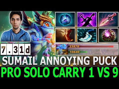 SUMAIL [Puck] Annoying Pro Mid Solo Carry 1 vs 9 | Magical Build | Dota 2 | Pro Gameplay | Highlight