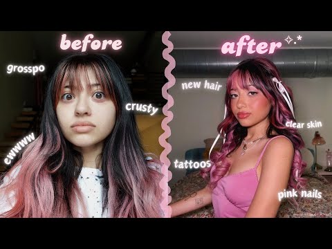 GLOW UP GONE WRONG *kinda* pink hair, dream nails, tattoo, makeover ✨