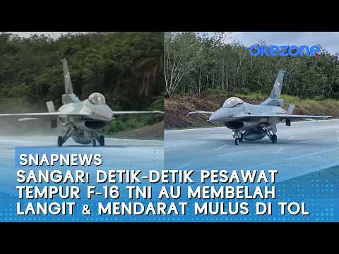 Sangar! Detik-detik Pesawat Tempur F-16 TNI AU Membelah Langit & Mendarat Mulus di Tol