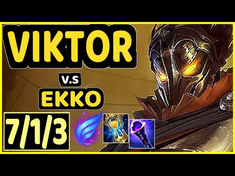 T1 FAKER (VIKTOR) vs EKKO - 7/1/3 KDA MID GAMEPLAY - KR Ranked GRANDMASTER
