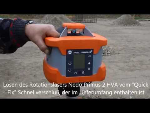 Nedo Primus 2 HVA Rotationslaser mit Flexilatte am Schnurgerüst bei MessFreunde.de