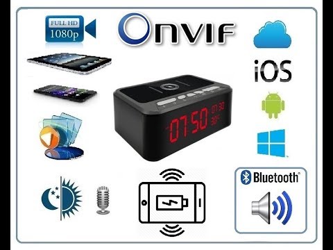 IP видеоняня WiFi (информатор времени + температуры в помещении, охранная видеокамера, беспроводная зарядка, стерео колонка Bluetooth ) с DVR, Full HD 2 Mp Артикул: DE-WAI-IP019