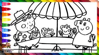Desenhar e Colorir Peppa Pig e Sua Família de Férias na Itália 🐷🐷🐷🐷🍕🇮🇹🌈 Desenhos para Crianças