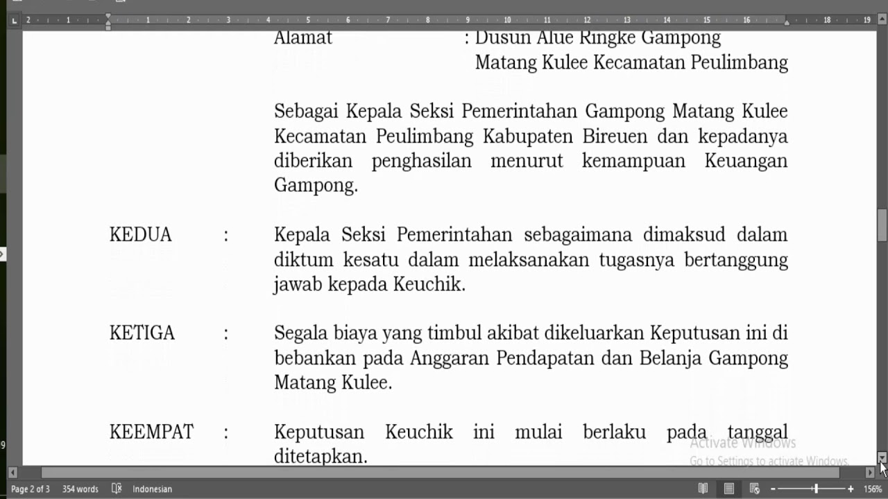 CONTOH SK KASI PEMERINTAHAN DAN KEPALA DUSUN DOC GAMPONG MATANG KULEE