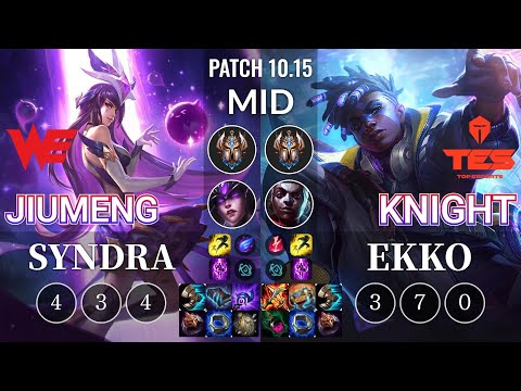 WE Jiumeng Syndra vs TES knight Ekko Mid - KR Patch 10.15