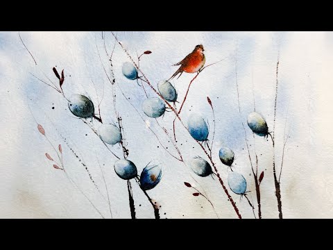 Winter Bird Watercolor – Simple & Elegant Botanical Painting Tutorial