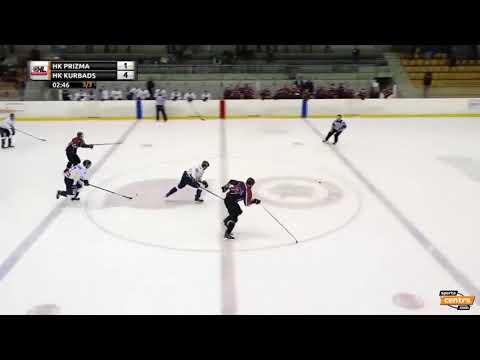 HK Prizma vārtsarga Edgara Lūsiņa sadursme ar Kurbads uzbrucēju Gati Gricinski