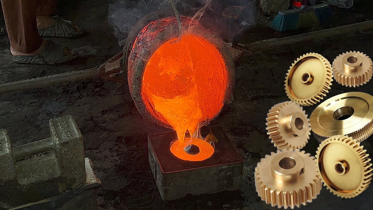 Making Brass Gear To Melting Big Gear to Make New Small Brass Gear.