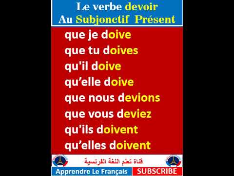Le verbe devoir Au Subjonctif Présent #shorts