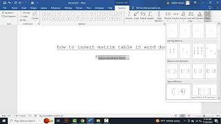 how to insert matrix table in word doc