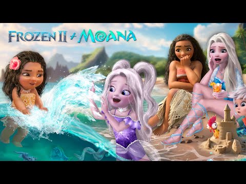 Frozen 2 & Moana: Elsa and Moana and their Kids have a Beach Party!💙🌊 | Alice Edit!
