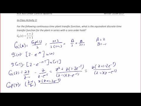 ECE320 Lecture 8-3b: Discrete-Time Systems - Sampling Plants, Zero Order Holds