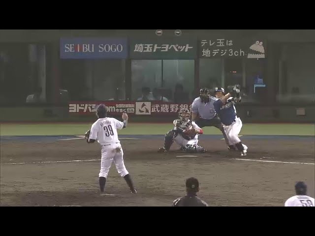 9回表 ファイターズ大引が満塁で走者一掃タイムリー3塁打!! 勝利を呼び込む一打を放つ!! 2014/7/3 L-F