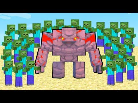 REDSTONE GOLEM vs 100 MOBS in Minecraft Mob Battle