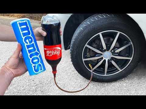 COCA COLA vs MENTOS in a CAR TIRE