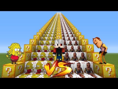 REMZİ VS HELLO NEIGHBOR MERDİVEN ŞANS BLOKLARI - Minecraft