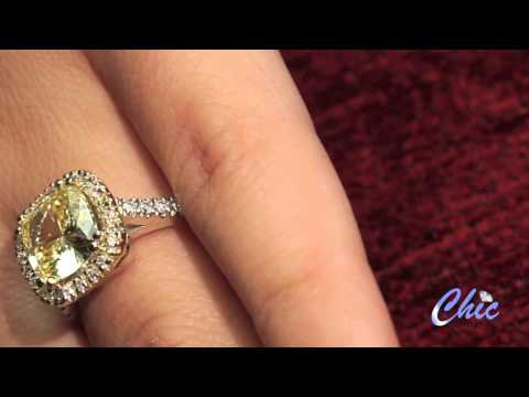 Canary  cushion cut engagement ring-item # 7921