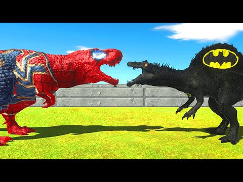 ⚡ Spiderman T-Rex DEATH RUN - 🦖 Animal Revolt Battle Simulator 🦕