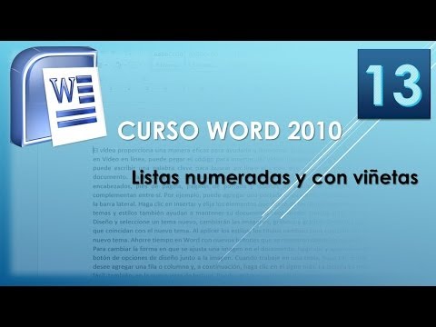 Curso Word 2010 AV Listas numeradas y con viñetas Vídeo 13
