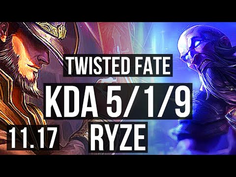 TWISTED FATE vs RYZE (MID) | 5/1/9, 1.7M mastery, 800+ games | KR Grandmaster | v11.17