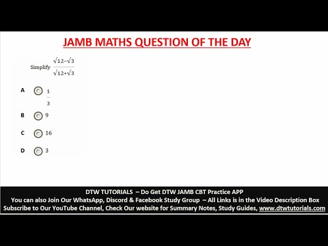 JAMB MATHS -  SURDS (Question of the Day)