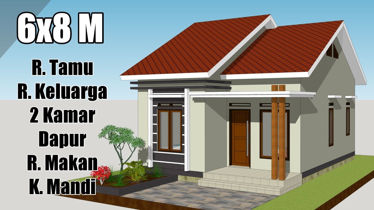 Rumah Kecil Super Lengkap !! - Desain Rumah Minimalis Sederhana 6x8 Meter 2 Kamar Tidur